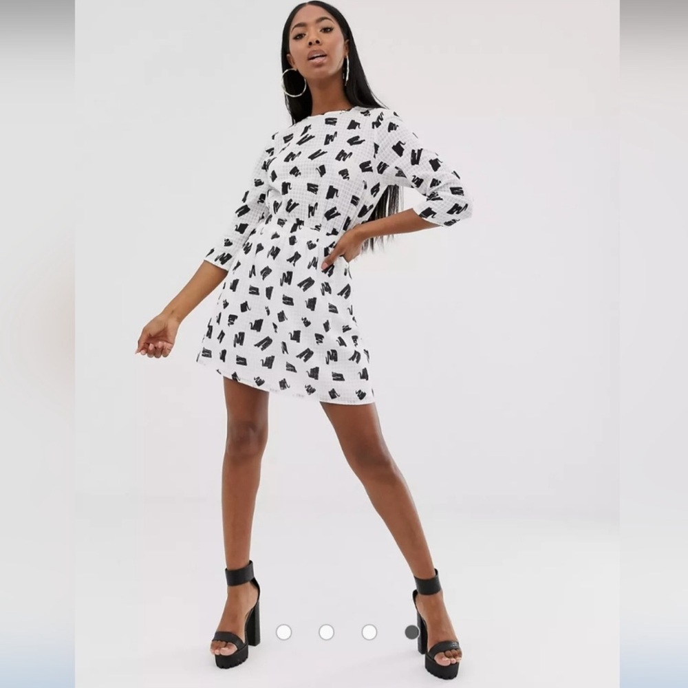 ASOS Black White Brushstroke Print Dress